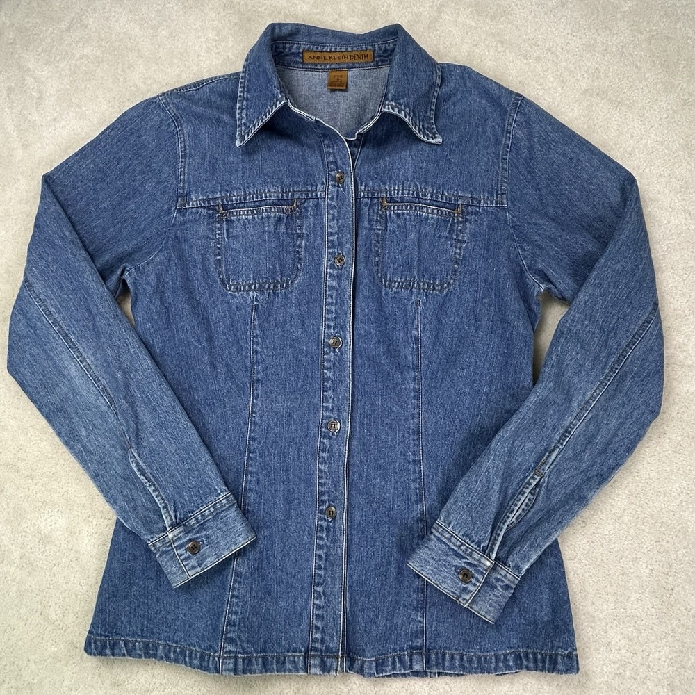 Vintage Anne Klein Women's 6 Petite Denim Button Up Shirt